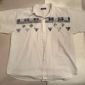 vintage oversized embroidered short sleeve button down